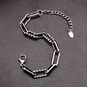 925 Silver Tone Twisted Chain Link Bracelet 90s Y2K Anniversary Birthday Gift